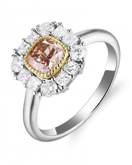 MULTI TONE CUSHION DIAMOND ENGAGEMENT RING (TR5762)