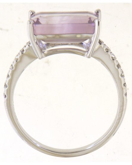 EMERALD CUT AMETHYST DIAMOND RING (TR5809)