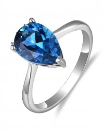 PEAR LONDON BLUE TOPAZ DIAMOND RING (TR5829)