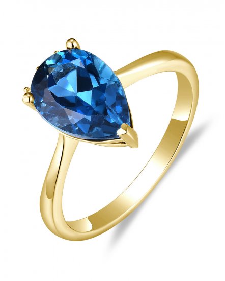 PEAR LONDON BLUE TOPAZ DIAMOND RING (TR5829)