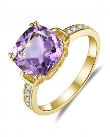 CUSHION AMETHYST DIAMOND RING (TR5844)