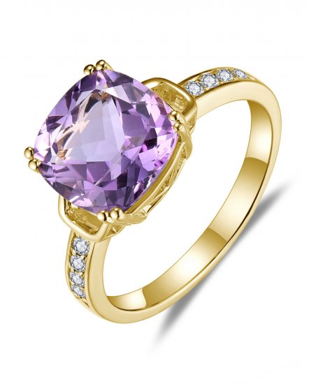 CUSHION AMETHYST DIAMOND RING (TR5844)