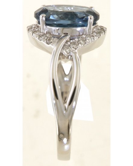 OVAL LONDON BLUE TOPAZ DIAMOND RING (TR5847)