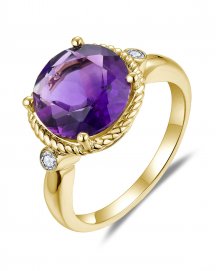 ROUND AMETHYST DIAMOND RING (TR5851)