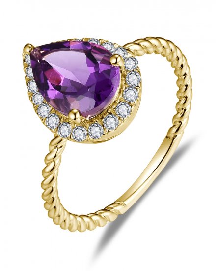 PEAR AMETHYST DIAMOND RING (TR5852)
