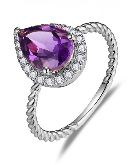 PEAR AMETHYST DIAMOND RING (TR5852)