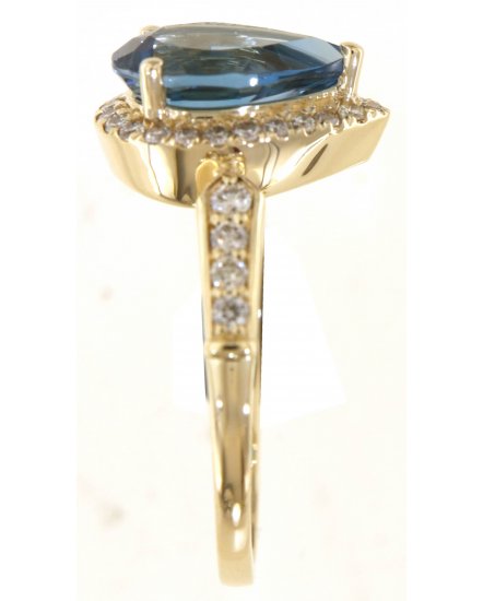 PEAR LONDON BLUE TOPAZ DIAMOND RING (TR5856)