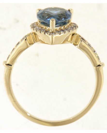 PEAR LONDON BLUE TOPAZ DIAMOND RING (TR5856)