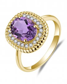 OVAL AMETHYST DIAMOND RING (TR5860)