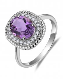 OVAL AMETHYST DIAMOND RING (TR5860)