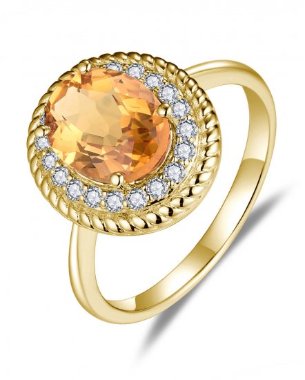 OVAL SHAPE CITRINE DIAMOND RING (TR5861)