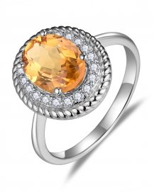 OVAL SHAPE CITRINE DIAMOND RING (TR5861)
