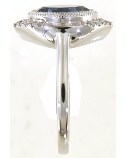 CUSHION LONDON BLUE TOPAZ DIAMOND RING (TR5862)