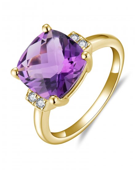 CUSHION AMETHYST DIAMOND RING (TR5867)