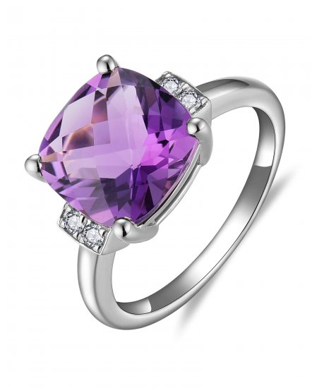 CUSHION AMETHYST DIAMOND RING (TR5867)