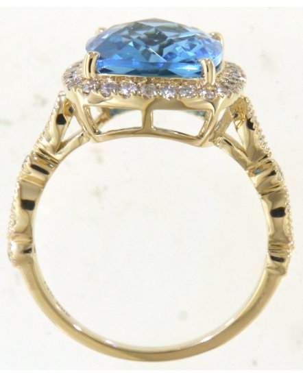 CUSHION SWISS BLUE TOPAZ DIAMOND RING (TR5868)