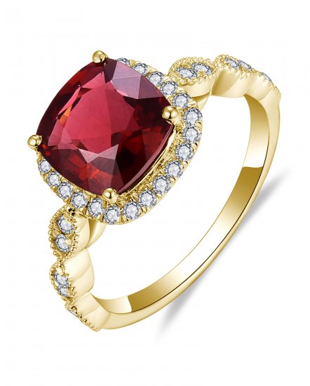 CUSHION GARNET DIAMOND RING (TR5874)