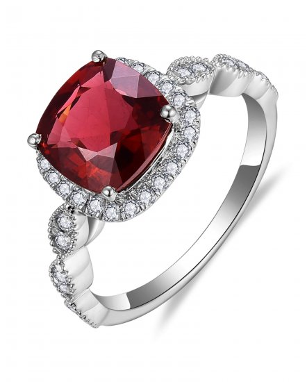 CUSHION GARNET DIAMOND RING (TR5874)