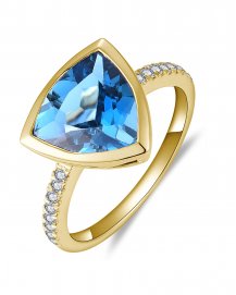 TRIANGLE SWISS BLUE TOPAZ DIAMOND RING (TR5875)