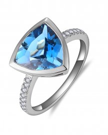 TRIANGLE SWISS BLUE TOPAZ DIAMOND RING (TR5875)