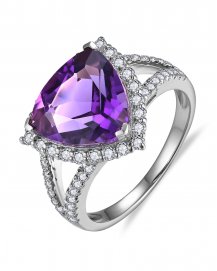 TRIANGLE AMETHYST DIAMOND RING (TR5894)