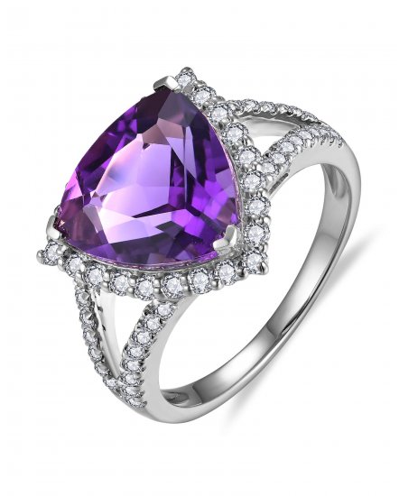 TRIANGLE AMETHYST DIAMOND RING (TR5894)