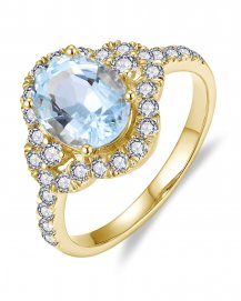 OVAL AQUAMARINE DIAMOND RING (TR5902)