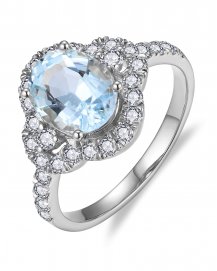 OVAL AQUAMARINE DIAMOND RING (TR5902)