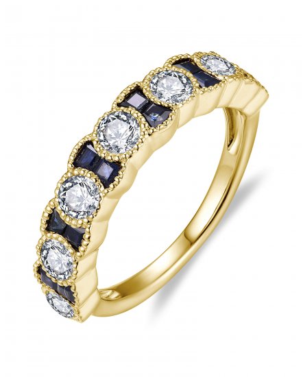 PRINCESS CUT SAPPHIRE DIAMOND BAND (TR5912)