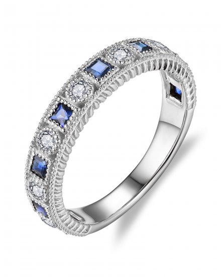 PRINCESS CUT SAPPHIRE DIAMOND BAND (TR5928)