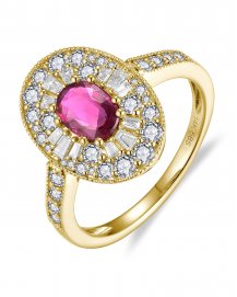 OVAL RUBY DIAMOND RING (TR5953)