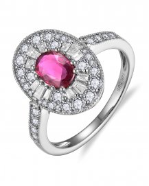 OVAL RUBY DIAMOND RING (TR5953)