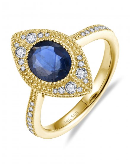 OVAL SAPPHIRE DIAMOND RING (TR5966)