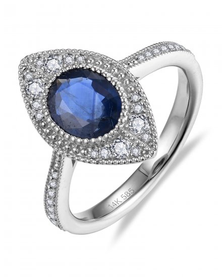 OVAL SAPPHIRE DIAMOND RING (TR5966)