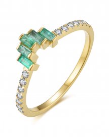 BAGUETTE EMERALD DIAMOND CURVED BAND (TR5997)