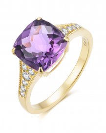 CUSHION AMETHYST DIAMOND RING (TR6008)