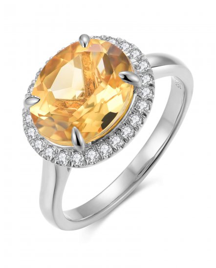 OVAL SHAPE CITRINE DIAMOND RING (TR6013)