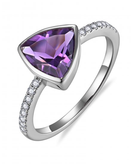 TRIANGLE AMETHYST DIAMOND RING (TR6025C)