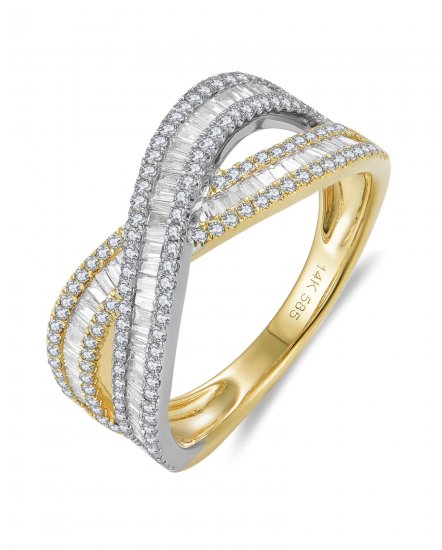 CRISS CROSS STYLE BAGUETTE DIAMOND RING (TR6026)