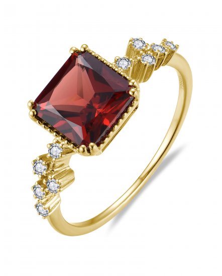 PRINCESS CUT GARNET DIAMOND RING (TR6033)