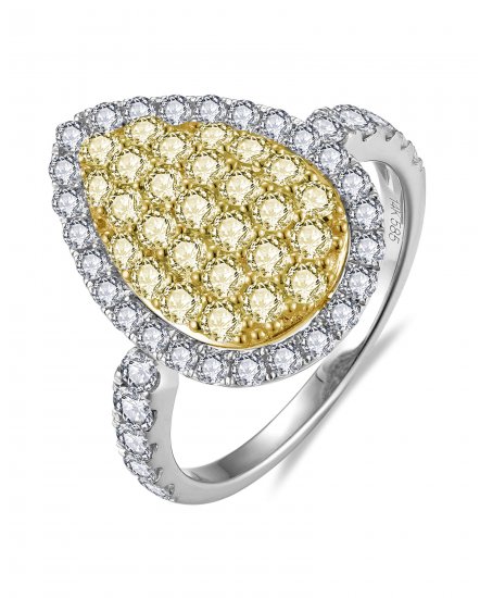 MULTI TONE PEAR STYLE DIAMOND ENGAGEMENT RING (TR6034)