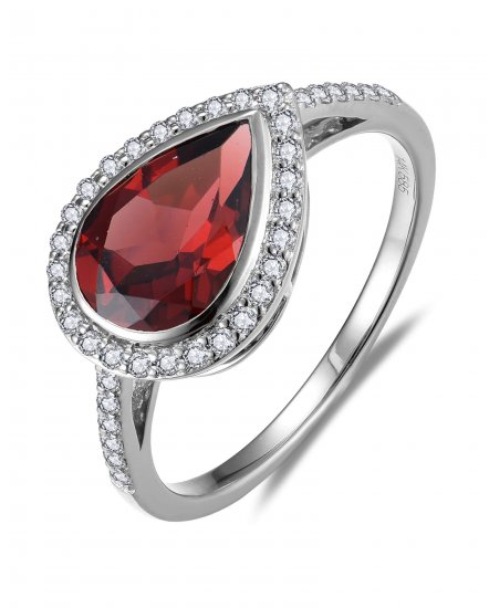 PEAR GARNET DIAMOND RING (TR6043)