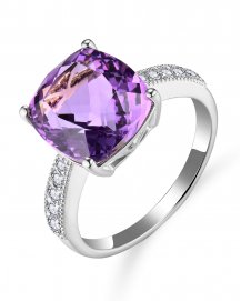 CUSHION AMETHYST DIAMOND RING (TR6061)