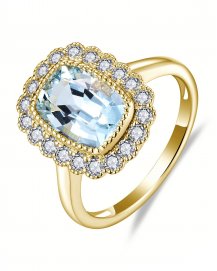 CUSHION AQUAMARINE DIAMOND RING (TR6069)