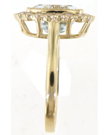 CUSHION AQUAMARINE DIAMOND RING (TR6069)