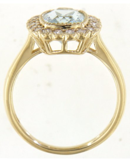 CUSHION AQUAMARINE DIAMOND RING (TR6069)