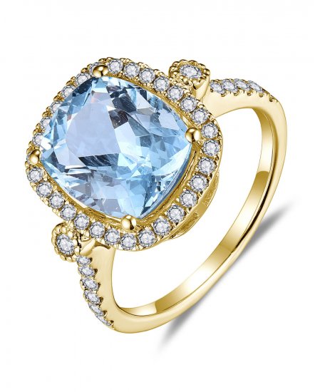 CUSHION AQUAMARINE DIAMOND RING (TR6075)