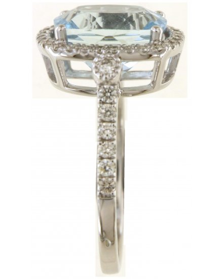 CUSHION AQUAMARINE DIAMOND RING (TR6075)