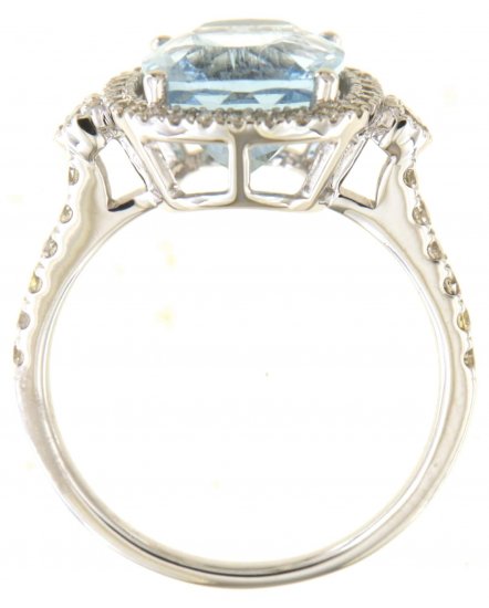 CUSHION AQUAMARINE DIAMOND RING (TR6075)