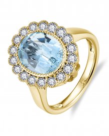 OVAL AQUAMARINE DIAMOND RING (TR6083)